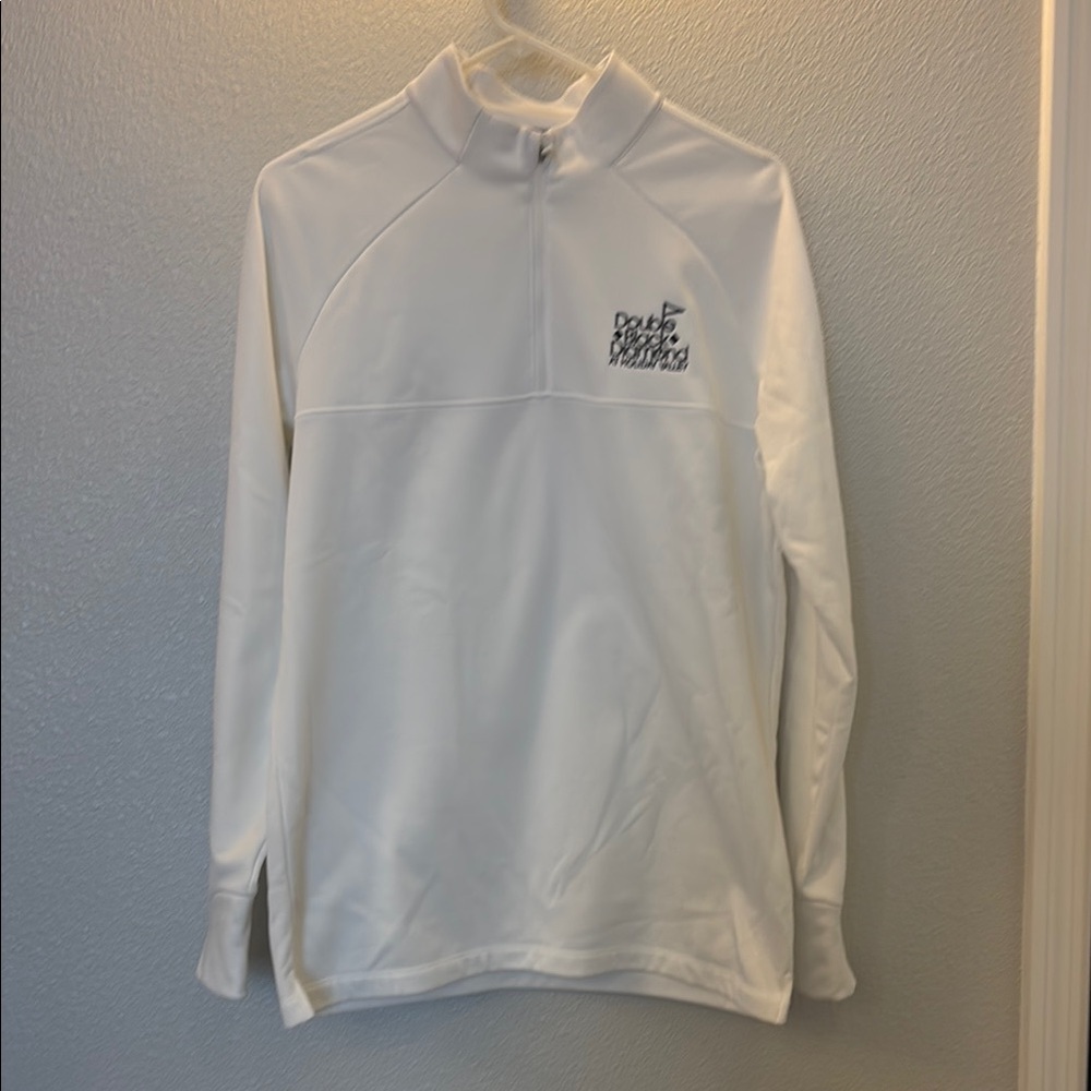 Men's White Half-Zip Long sleeve Top